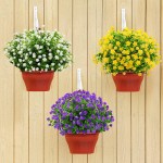 9 Bundles Artificial Flowers Outdoor Fake Flowers for Decoration UV Resistant No Fade Faux Plastic Plants Garden Porch Window Box Décor Yellow