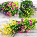 AGEOMET 9pcs Artificial Flowers Outdoors UV Resistant Plastic Flower Plants for Outdoor Faux Flowers in Bulk Silk Fake Flowers for Outside Cemetery Indoor Vase Pots Hanging Planters Decorations