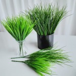 Artificial Grass Plants Fake Wheat Grass Stems Plastic Greenery Shrubs for Home Garden Front Porch Bathroom Decor 8 Pcs