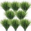 Artificial Grass Plants Fake Wheat Grass Stems Plastic Greenery Shrubs for Home Garden Front Porch Bathroom Decor 8 Pcs