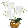 Artificial Orchid Flowers & Plants Potted in Ceramic Pot White Faux Phalaenopsis Orchids for Table Centerpiece  Realistic Fake Flower Arrangement for Home Office Decor Indoor