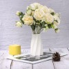 Artificial Persian Rose Flower Bouquet 2-Pack 18 Champagne Fake Silk Flowers with Stems for DIY Wedding Bouquet Party Home Garden Tables Decoration