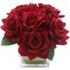 Fule Artificial Velvet Rose Flower Centerpiece Arrangement in vase for Home Wedding Decoration Burgundy