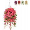 Hanging Baskets with Artificial Flowers Fake Silk Hanging Basket Orchid Rose Flowers Plants Faux Flower Centerpieces for Home Decoration Indoor Outdoor Landscaping Pink