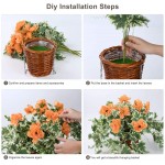 INQCMY Artificial Hanging Flowers in Basket Hanging Lvy Basket with Artificial Plants for The Decoration of Courtyard Outdoors and Indoors DIY Project Orange Peony