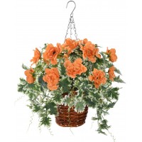 INQCMY Artificial Hanging Flowers in Basket Hanging Lvy Basket with Artificial Plants for The Decoration of Courtyard Outdoors and Indoors DIY Project Orange Peony