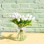 Mandy's 20pcs White Flowers Artificial Tulip Silk Flowers 13.5" for Chirstmas Holiday Home Decorations Centerpieces Arrangement Wedding Bouquet