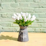 Mandy's 20pcs White Flowers Artificial Tulip Silk Flowers 13.5" for Chirstmas Holiday Home Decorations Centerpieces Arrangement Wedding Bouquet