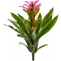 Nearly Natural 15-in. Bromeliad Artificial Set of 4 Silk Flowers Purple