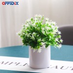 OFFIDIX Artificial Potted Plants Mini Faux Plants in Pots Plastic Greenery Plants Desk Plant Indoor Small Houseplants for Home Decor Office Desk Shower Room Decoration