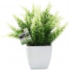 OFFIDIX Plastic Fake Green Plant Faux House Plants Desk Plant Artificial Plants with White Square Vase for Farmhouse,Home,Garden,Office,Patio,Wedding and Indoor Outdoor Decoration