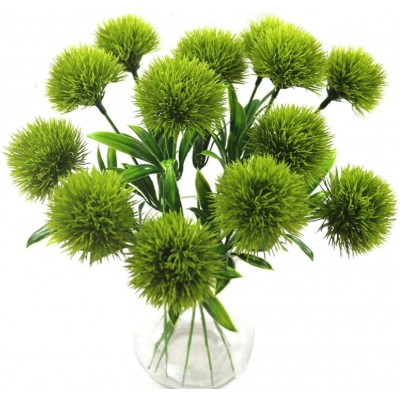 Yalulu 10 Pcs Dandelion Artificial Flowers Plants Bouquet Plastic Flower for Home Decoration Wedding Decor Green