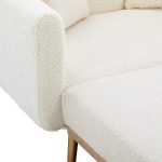Accent Chair 3 Recliner Angles Tufted Chaise Lounge Chair with Ottoman & 2 Pillows Single Sofa Bed for Indoor White