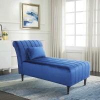 Armless Velvet Fabric Chaise Lounge Upholstered Sofa Chaise Chair for Living Room,Bedroom or Apartment,Blue