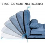 Bellemave Adjustable Folding Leisure Sofa Bed with 2 Throw Pillows Floor Chaise Lounge Sofa Chair with 5 Reclining Position Lazy Sofa Bed for Bedroom Living RoomSuede Fabric Blue