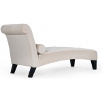 BELLEZE Modern Lounge Chaise Leisure Accent Chair Upholstered Couch Button Tufted Back Seat with Matching Accent Pillow and Hardwood Legs Aurora Beige