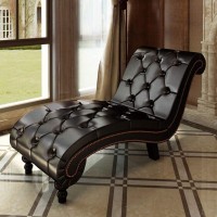 Brown Leather Upholstered Chaise Lounge Living Room Lounge Chair Indoor Leisure Sofa Couch Recliner Chair Modern Long Lounger Chaise Daybed Indoor PU Chair for Bedroom Office Living Room