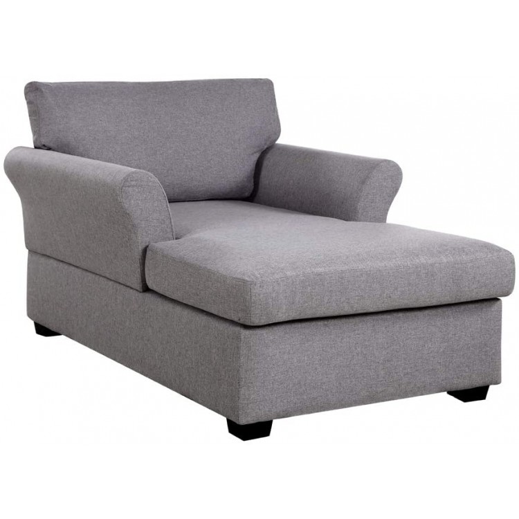 Casa Andrea Milano LLC Classic and Traditional Ultra Comfortable Linen Living Room Fabric Chaise Couch Chair Lounge Grey