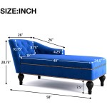 Chaise Lounge Chair with Nailheaded Polibi Modern Tufted Velvet Long Lounger for Living Room or Office Sleeper Lounge Sofa Blue