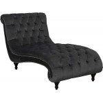 Coaster Home Furnishings Button Tufted Upholstered Nailhead Charcoal Chaise