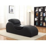 Container Furniture Direct Yoga Collection Modern Faux Leather Stretch Relaxation Living Room Chaise Lounge Regular Midnight
