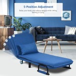 Convertible Sofa Bed Sleeper Chair with Wheels Modern Chaise Lounge 5 Position Adjustable Backrest Folding Arm Chair Sleeper with Pillow Upholstered Seat Couch for Bedroom Home Office