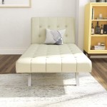 DHP Emily Chaise Lounger With Chrome Legs Vanilla Faux Leather