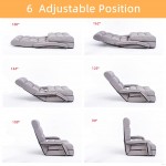 Indoor Chaise Lounge Chair Adjustable Lazy Sofa Folding Sofa with 6 Adjustable Position Armrests and 1 Pillow for Gaming Resting Sleeping Set in Living Room Bedroom Salon Office