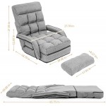 Indoor Chaise Lounge Chair Adjustable Lazy Sofa Folding Sofa with 6 Adjustable Position Armrests and 1 Pillow for Gaming Resting Sleeping Set in Living Room Bedroom Salon Office