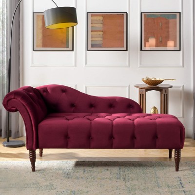 Jennifer Taylor Home Samuel Collection Traditional Hand Tufted Right Arm Facing Chaise Lounge Burgundy