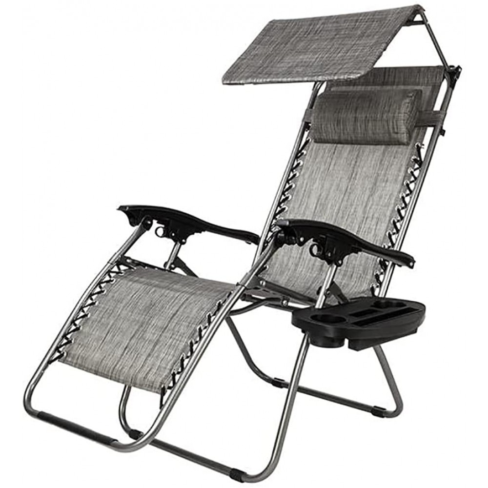 JW-YZWJ Zero Gravity Lounge Chair with Awning Leisure Chair Foldable No Assembly Perfect for Backyard Beach Or Sporting Events,A