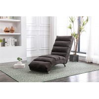 Lazyspace Upholstered Massage Recliner Chair Linen Chaise Lounge Indoor Chair Modern Long Lounger for Office or Living Room Dark Gray