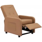 Leather Sofa Chair with Extended Footware and Side Pocket Chaise Lounge for Home and Office Brown