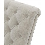 Linen Tufted Chaise Lounge Indoor Leisure Sofa Couch with 1 Bolster Pillow for Living Room Office Solid Wood Leg and Nailhead Trim