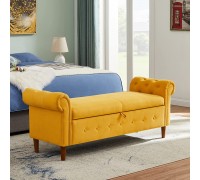 Modern Chaise Lounge Indoor Chair Tufted Fabric Elegant Victorian Vintage Style Long Lounger for Office or Living Room Nailheaded Sleeper Lounge Sofa Yellow