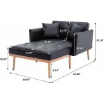 Modern PU Leather Accent Chair Chaise Lounge Chair Indoor Sofa Bed with Two Soft Pillows Recliner Chair with 3 Adjustable Positions for Bedroom Living Room Black