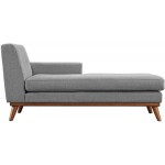 Modway Engage Mid-Century Modern Upholstered Fabric Right-Arm Chaise in Expectation Gray