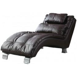 NJYT Sofas Single Reclining Chair Leather Tufted Chaise Lounge in Dark Brown Couch