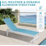 Patio Aluminum Chaise Lounge Chair VredHom Outdoor Recliner Lounge Chair Sun Loungers All Weather Chaise with 5 Adjustable Backrest and Lay Flat Positions for Garden Balcony Pool