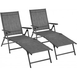 Patio Lounge Chair Patio Chaise Lounges Patio Folding Lounge Chairs for Outside Patio Pool Beach Yard with Adjustable Reclining Lounge Chairs Set of Two