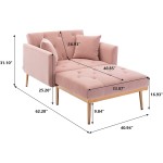 Rhomtree Chaise Lounge Chair Accent Chair Convertible Chair 3 in 1 Work as Ottoman Chair Sofa Bed and Chaise Lounge Guest Bed for Small Room Apartment Pink