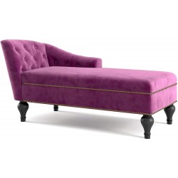 Tileon Chaise Lounge Chair with Tufted Fabric Modern Long Lounge Sleeper Sofa for Office or Living Room,Purple