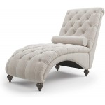 Tufted Chaise Lounge Chair 62" Linen Chaise Lounge Indoor Use Leisure Sofa Couch for Living Room with 1 Bolster Pillow