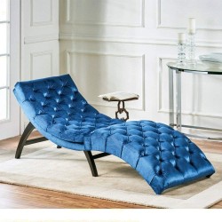 Tufted New Velvet Chaise Lounge Cobalt