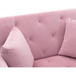 Velvet Chaise Lounge Indoor Chair Modern Tufted Sofa Convertible Recliner with Adjustable Backrest and 2 Pillows for Living Room Bedroom Office Pink