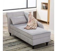 Yongqiang Storage Chaise Lounge Indoor Upholstered Sofa Recliner Lounge Chair for Living Room Bedroom Gray Velvet Left Armrest