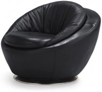 Zuri Heidi Leather Accent Chair with Swivel Base Black