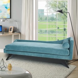 ZWMBYN Modern Chaise Lounge Indoor Upholstered Sofa Recliner Lounge Chair 68 Inches Fabric Long Lounge Single Sofa with Pillow and Wood Legs for Living Room Bedroom Apartment Teal Right Arm