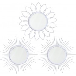 3 Pack Metal Mirrors for Wall Sunburst Wall Mirrors Home Décor Decorative Hanging Wall Art for Living Room Bedroom Entryway-White
