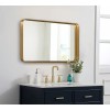 ANDY STAR Gold Rectangle Bathroom Mirror for Wall 24x36” Brass Metal Rounded Corner Rectangle Mirror Premium Deep 2” Stainless Steel Frame